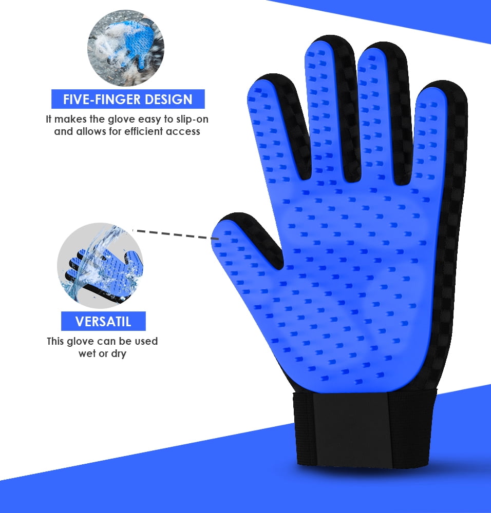 Ortz Dog and Cat Grooming Glove Pet Hair Remover Soft Doggie Shedding Grooming Tool Right Hand Single Glove Walmart