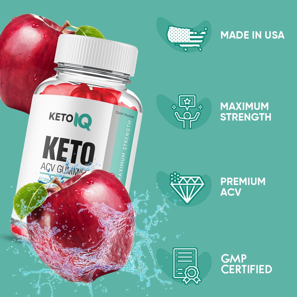 KetoIQ Keto ACV Gummies, Apple Cider Vinegar, Max Strength, 1 Month Supply Dietary Supplement, Made in USA (1 Pack)