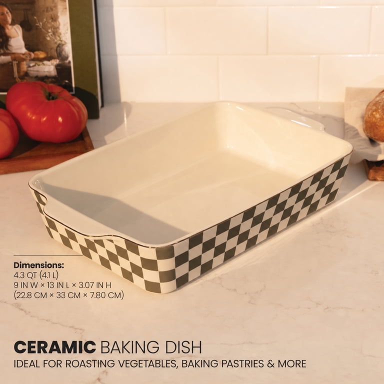 Thyme & Table 9x13 Green Checkered Ceramic Baking Dish photo 2