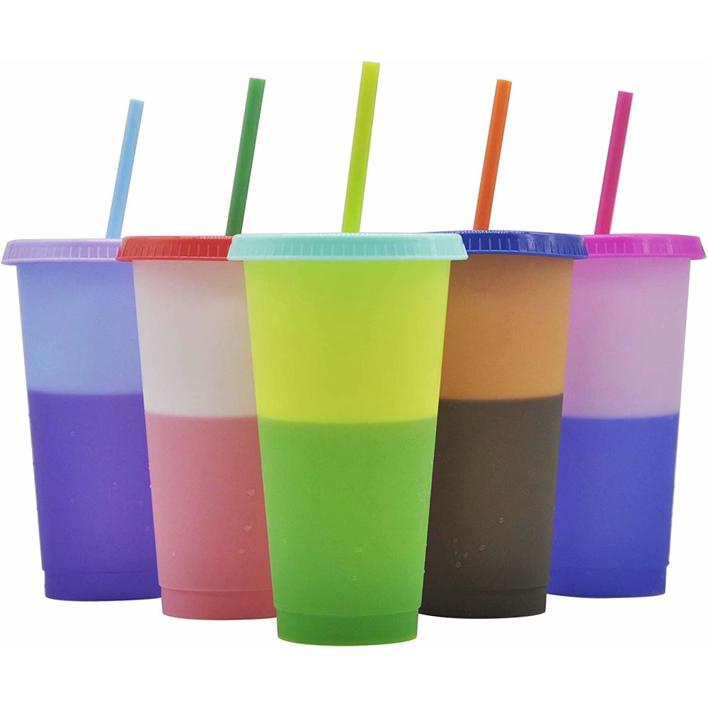 Color Changing Stadium Cup 24 oz,5 Colors of Plastic Cup Variable Color