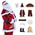 thumbnail image 2 of Disfraz de Papá Noel para hombre, traje completo de Navidad para Nochebuena, Cosplay, ropa de fiesta familiar, conjunto de 5-10 piezas, 2 of 7