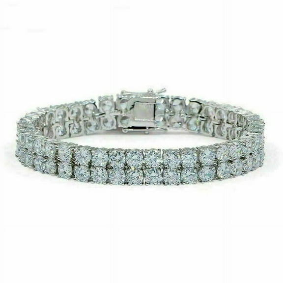 5.50CT Moissanite Round Cut Double Row Tennis Bracelet 14K White Gold Fine Jewelry for Unisex Gifts