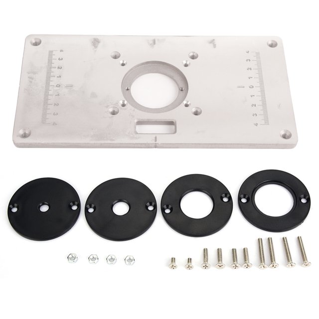Telituny Placa de inserción de Mesa - 235 mm x 120 mm x 8 mm Aluminio DIY Router Placa de inserción de Mesa y Anillo para Bancos de máquinas de Grabado de carpintería