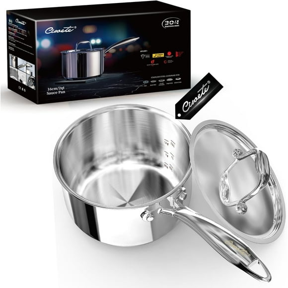 8 Quart Stock Pot, 3 Ply Whole Clad Stainless Steel Stock Pot, 8 QT Cooking Pot with Lid, Induction Pot for Cooking, 18/10 Stainless Steel Cookware Stockpots Oven, Gas and Dishwasher Safe