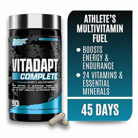 Vitadapt Complete Sports Multivitamin for Men - 24 Vitamins, KSM-66 Ashwagandha and Minerals for Athletes - Mens Multivitamin Daily Gym Supplements (90 Capsules)