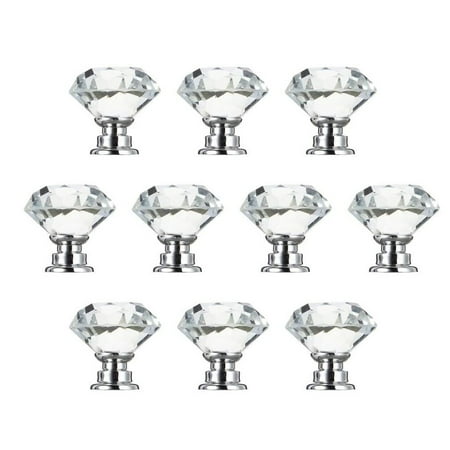 Dresser Glass Pulls Drawer Handles Cabinet Knob 10 Pack Clear