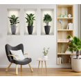 thumbnail image 5 of Calcomanías de pared de plantas en macetas verdes 3D, pegatinas de pared en macetas tropicales, decoración de arte de pared extraíble de vinilo creativo para pelar y pegar, 5 of 5
