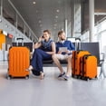 thumbnail image 2 of UBesGoo 3 Pieces Travel Luggage Set Bag ABS Trolley Carry On Suitcase Orange, 2 of 10