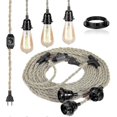 thumbnail image 1 of 6.8M 2-Conductor Linen Electric Cable, with E26/E27 Socket (3 sockets) and Dimmable Switch, for DIY Lamp (without bulb), 1 of 5