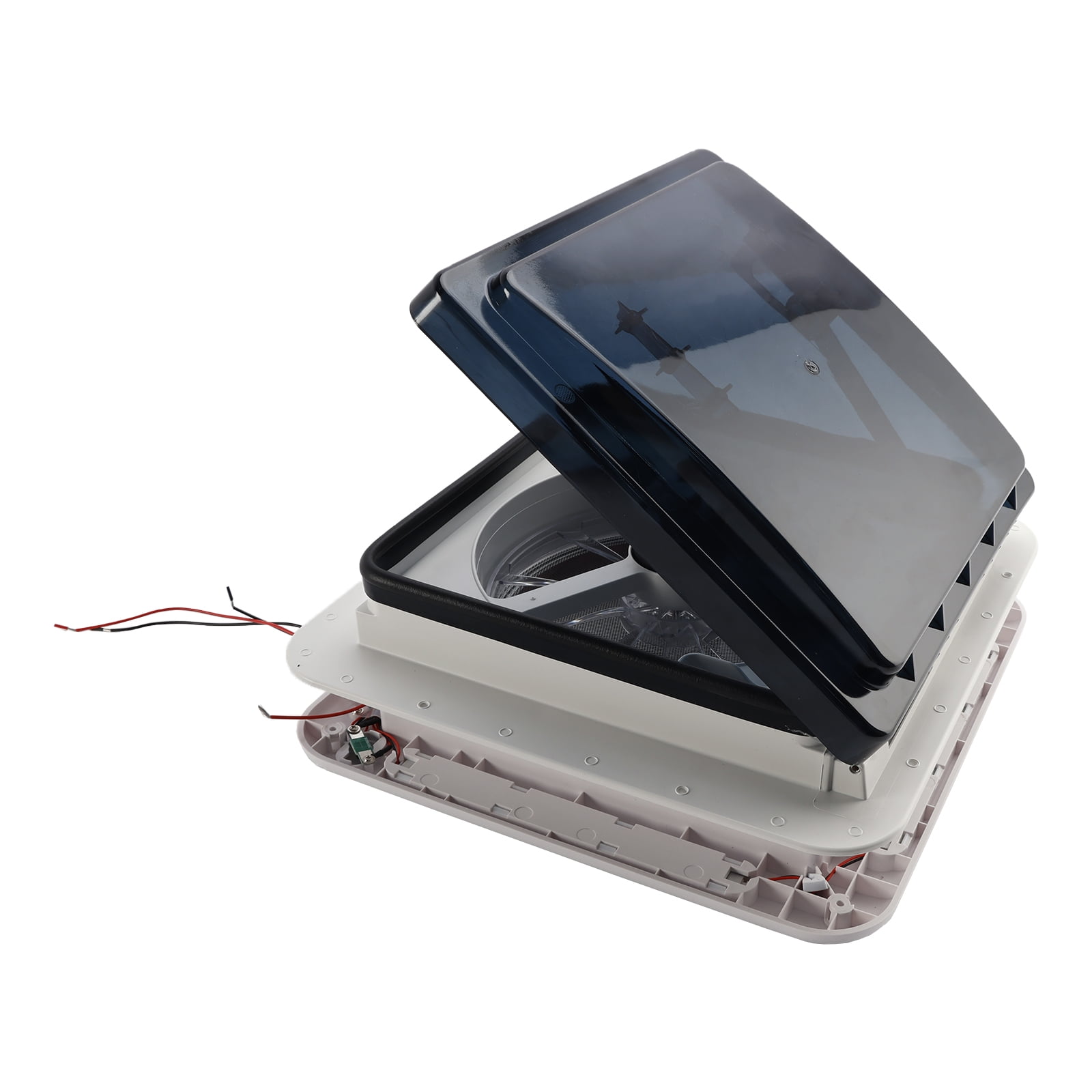 RV Caravan Roof Vent Forward & Reverse Motor RV Fan 12V Skylight W/LED Light