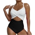 thumbnail image 2 of Traje de baño Tankini de una pieza, novedad del 2024 en bañador liso con cuello Halter de talla grande, traje de baño brasileño con realce para playa, mono de cintura alta, bikini Monokini, 2 of 5