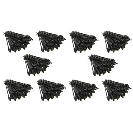 1000 Pack 6”Install Bay Mounting Hole Zip Ties Nylon Black Nail Screw Wire