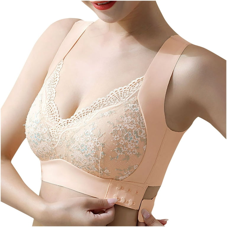Women's Bra Without Full Cups Cotton Without Padding Front Closure Strong  Push Up Sports Bra Full Figure Comfort Women's Unlined Underwired Lace Bra