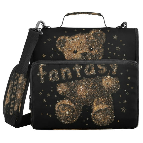 DIXRUYEE Zipper Binder trapper keeper Documents Organized Design Sparkle Bear Printed