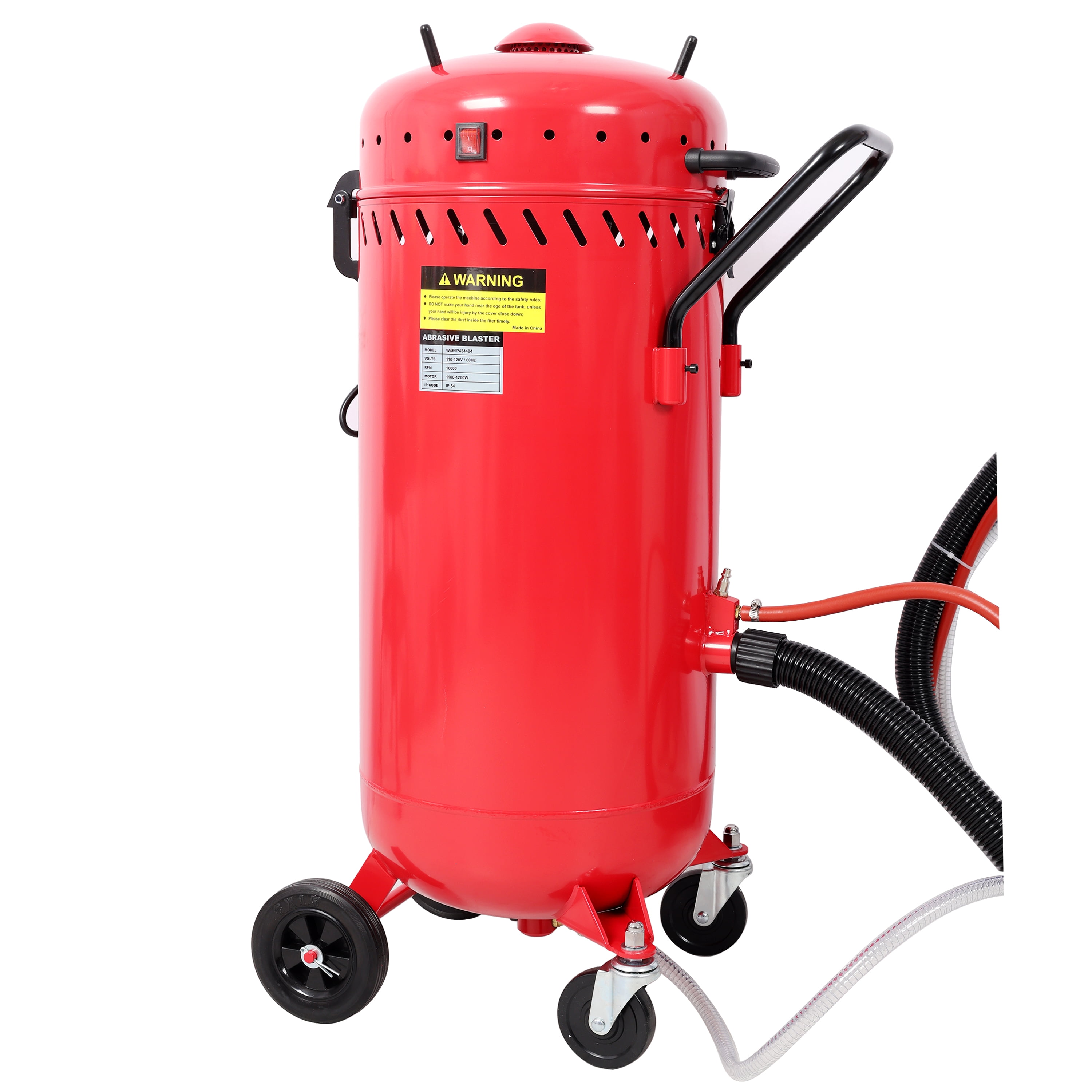 Vacuum Sandblaster with Dust Collection, 1200W Turbine, Dual Sealed Lids, Heavy-Duty Casters