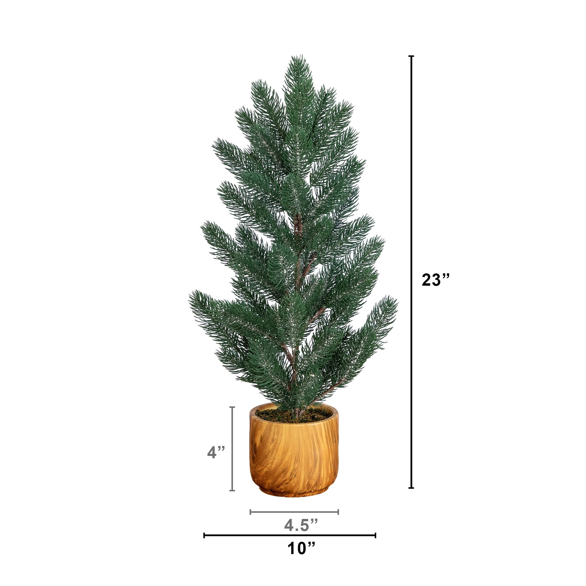 23in. Artificial Christmas Pine Tree in Decorative Wood Planter