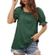 thumbnail image 2 of Camiseta de manga soplada para mujer, color puro, suelta, suave, agradable a la piel, blusa de manga corta de moda para trabajo de oficina al aire libre, 2 of 6