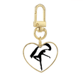 thumbnail image 1 of Jumping Dancer Art Sports Gold Heart Keychain Metal Keyring Holder, 1 of 3
