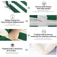thumbnail image 4 of 72" ×21" Outdoor Chaise Lounge Cushion, 3" Thick High-Density Foam Fill, with Removable Headrest, Waterproof Fade Resistant, Replacement Cushion for Lawn Pool (Green White Stripes 2PCS), 4 of 9