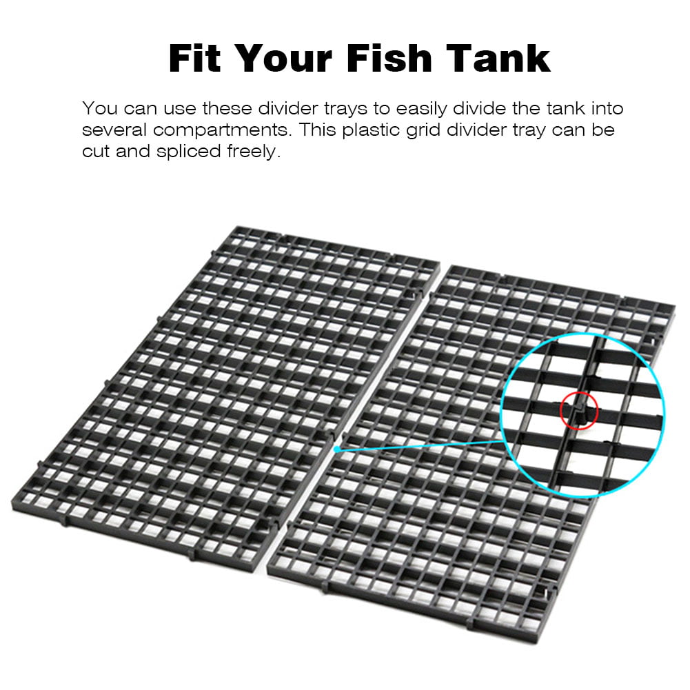 YPDF 4 Pcs Aquarium Divider Tray Fish Tank Filter Bottom Isolation Grid Egg Crate with 8 Pcs Sucker Clip