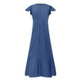 thumbnail image 4 of Kureaily Women's Solid Color Round Neck Pleated Dress With Pockets, 4 of 4