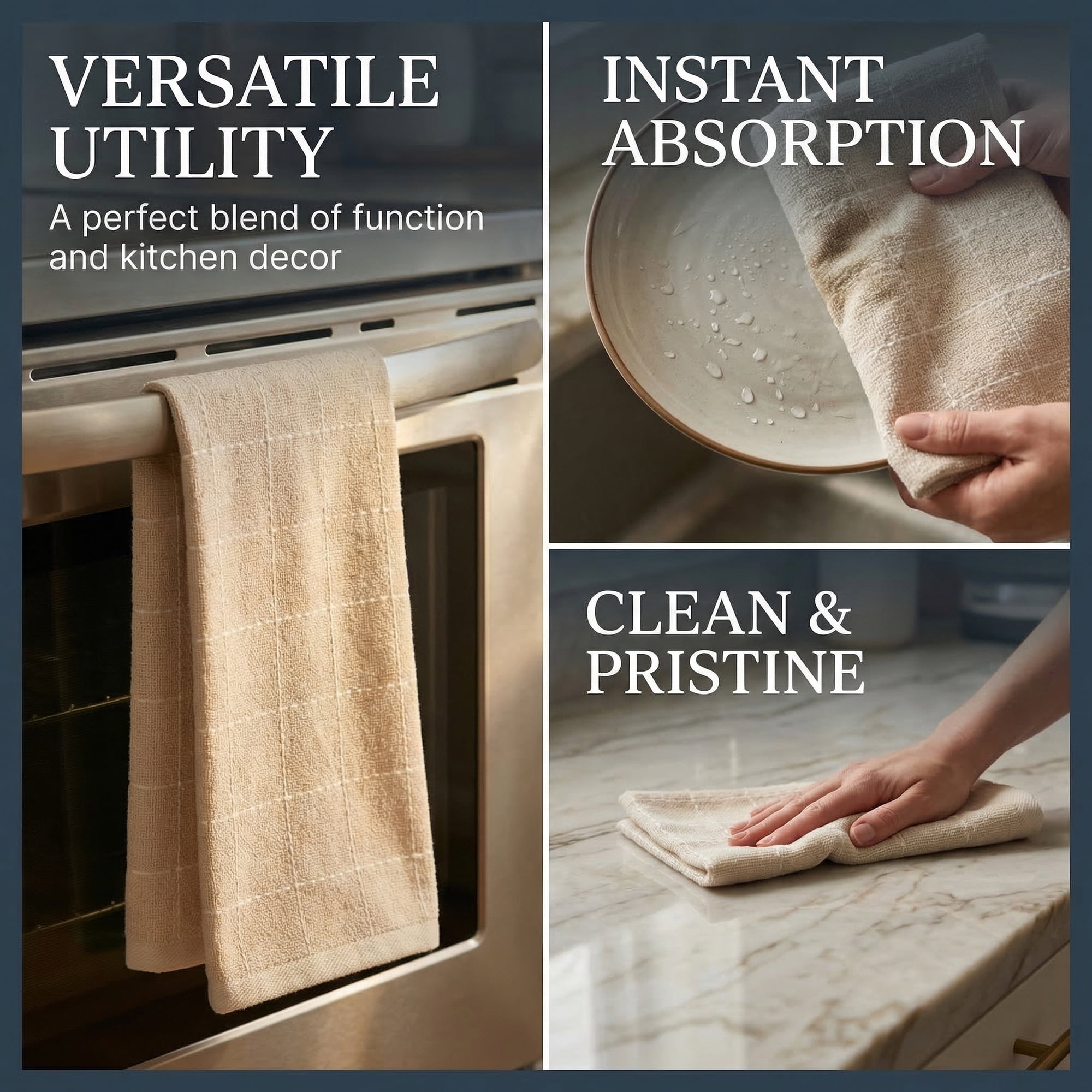 Unique Bargains 4 Pack Highly Absorbent Cotton Reusable Dish Cloths White 25" x 15"