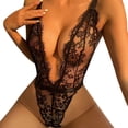 thumbnail image 1 of Gibobby Lencería sexy para mujer, lencería de encaje floral, de una pieza, exótica, traviesa, con tirantes, lencería de peluche(Negro, M), 1 of 5