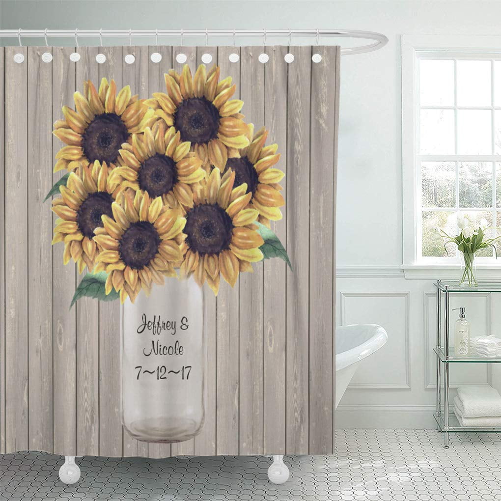 SUTTOM Sunflower Rustic Barn Wedding Wood Mason Jar Country Backyard