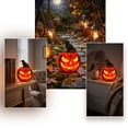 thumbnail image 6 of Lighted Pumpkin Lantern, Vintage Classic Ceramic Pumpkin Statue Light Up Table Decor, Pumpkin Halloween Farmhouse Autumn Decor for Home Office Haunt House Party Halloween Decorations (A), 6 of 8