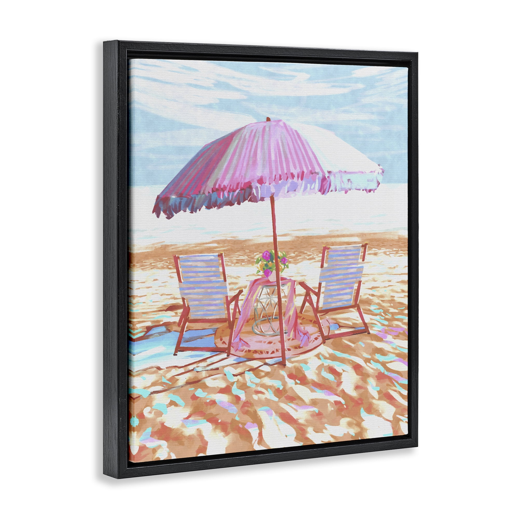 Stupell Industries Seaside Summer Picnic For Two Black Framed Floater Canvas Wall Art, design by Ziwei Li