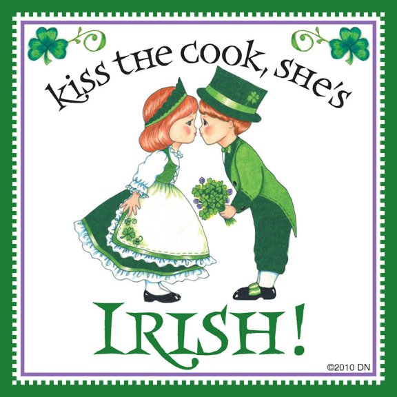 Oktoberfest Haus Multicolor Ceramic "Kiss Irish Cook" Irish Gift Idea Magnet | 2.4 ounces