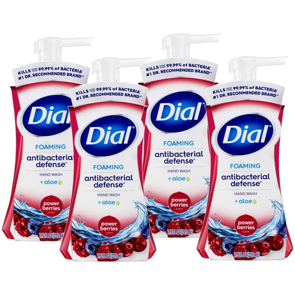 Dial Gentle Foaming Hand Soap Power Berries Scent, 7.5 fl oz, 4 Pack