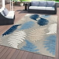 thumbnail image 4 of World Rug Gallery Seville Floral Leaves Indoor/Outdoor Area Rug 5'x7' - Blue, 4 of 12