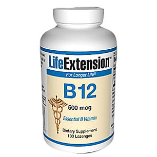 La vitamine B12 500mcg sublinguale Life Extension 100 Pastille