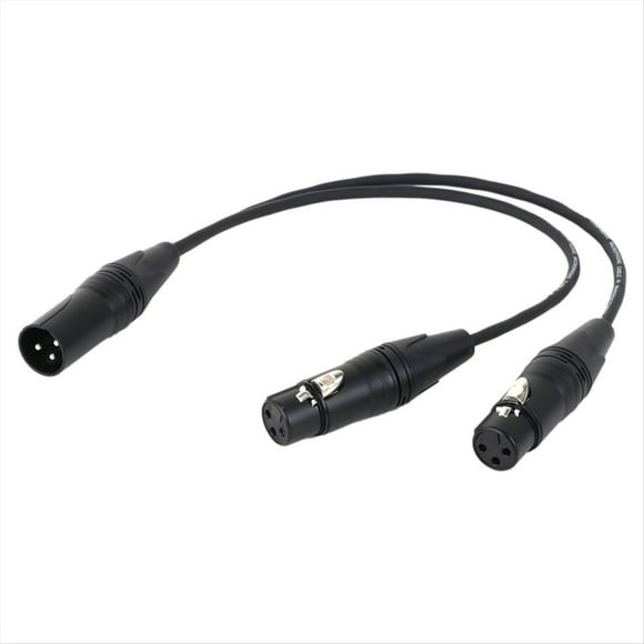 Cable de Extensión de Audio XLR 1 Macho A 2 Hembra de 3 Pines Negro de 0,5 M, Cable de Audio Divisor en y para Micrófono, Línea para Micrófono Mezclador