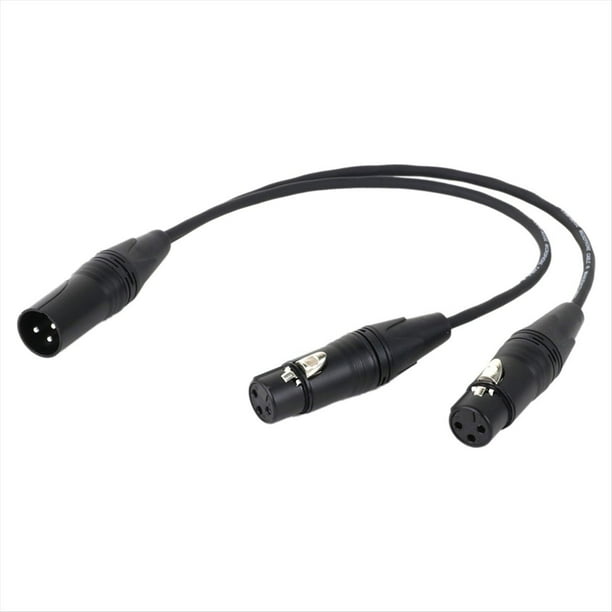 Cable de Extensión de Audio XLR 1 Macho A 2 Hembra de 3 Pines Negro de 0,5 M, Cable de Audio Divisor en y para Micrófono, Línea para Micrófono Mezclador