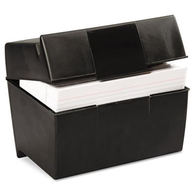 Plastic Index Card Flip Top File Box Holds 500 5 x 8 Cards Matte Black