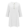 thumbnail image 3 of Gspmoly Robes pour Femmes, Robe pour Femmes à Manches 3/4 à Col Rond avec Boutons Longueur Genou, Robes de Vacances pour Femmes Offres du Jour, 3 of 5