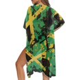 thumbnail image 5 of HELLHERO Casual Long Swimwear Cover up for Beach Polyester Half Sleeve Swim Cover Up Green Yellow Abstract, 5 of 6