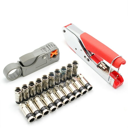 

Dido Coaxial Wire Crimper Stripper Kit RG59 RG6 Cable Stripping Tools with F Compression Connectors