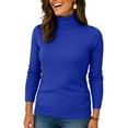 thumbnail image 5 of Women's Turtleneck Chunky Sweater Long Sleeve Casual Knit Pullover, Fall Winter Jumper Top Royal Blue M, 5 of 5