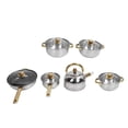 thumbnail image 1 of Stainless Steel Pots and Pans Set, Small Induction Cookware Set Non Stick Kitchen Cooking Set with Glass Lids and Ergonomic Handle, Compatible with All Stovetops, Kitchen, 1 of 7