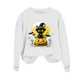 thumbnail image 5 of FDGIU Women's Loose Cute Crewneck Pullover, Halloween Graphic Tees for Women, Pumpkin Long Sleeve Tops, Soft Breathable Casual Top，Oversized Hooded Sweatshirts Fall, 5 of 6