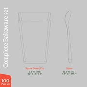 5 oz Clear Plastic Desert Cups for Party with Spoons 100 Pack, Elegant Parfait and Appetizer Cups for Parties, Catering, Pudding, Yogurt, Reusable