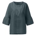 thumbnail image 5 of Womens Summer Tops 2023 3/4 Sleeve Crewneck Plain Blouses Dressy Casual Loose Fit Comfy Womens Fashion Tshirts Shirts, 5 of 6