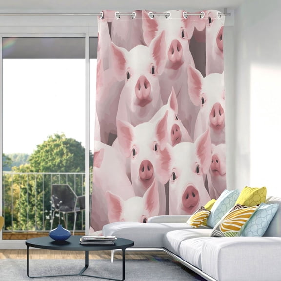 Pigs Pink Blackout Curtains 84"x52" Thermal Insulated Curtain 1 Panel