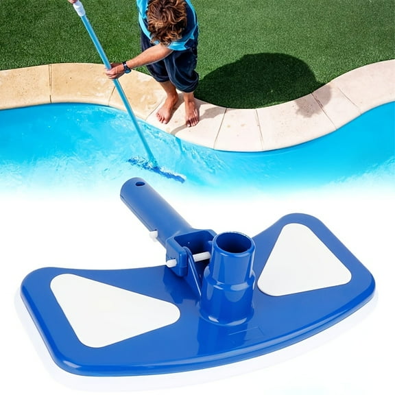 Heavy-Duty Manual Pool Vacuum Head - Butterfly Design for Inground/Above Ground Pools - Brush & Leaf Suction - Efficient Debris Removal (Blue)