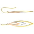 thumbnail image 2 of JewelStop 10k Tri-Color Gold 3 Open Marquise Shape Drop Earrings - 35x7mm, 1.4gr., 2 of 6