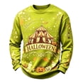 thumbnail image 2 of Mens Retro Autumn Carnival Halloween Candle Maple Leaf Graphic Cotton Blend Crewneck Sweatshirt Fall Festival Casual Long Sleeve Pullover Green 4XL, 2 of 4