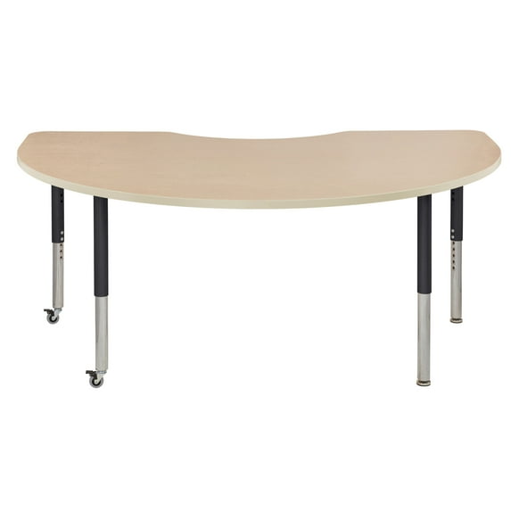 ECR4Kids 48in x 72in Kidney Premium Thermo-Fused Adjustable Activity Table Maple/Maple/Black - Super Leg